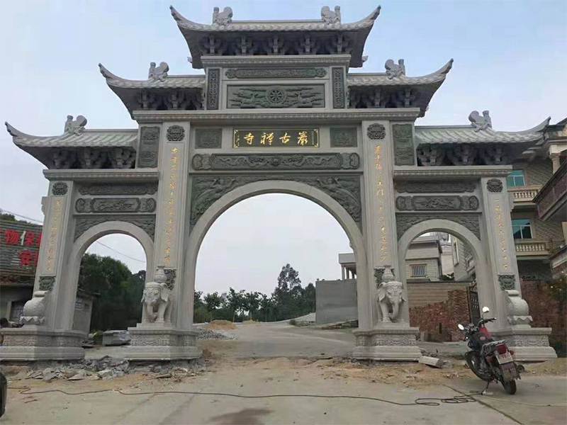 現(xiàn)代寺廟石雕牌樓安裝