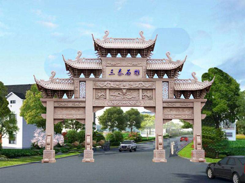 農(nóng)村三門(mén)石牌樓