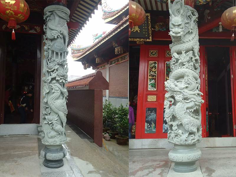 寺廟浮雕龍柱圖片