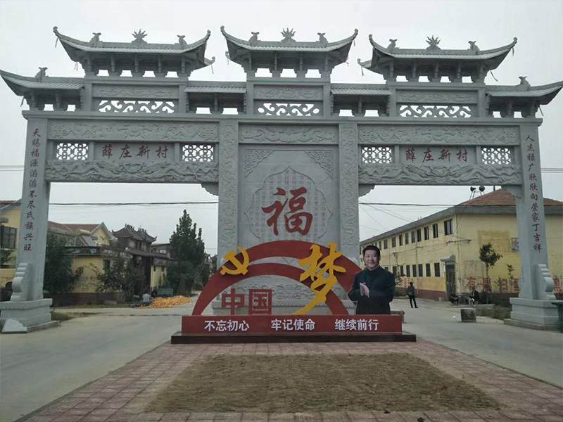 花崗巖石雕牌樓安裝效果